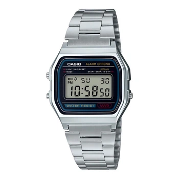 Наручний годинник Casio A158WA-1, цифровий, сталевий браслет, водозахист 30 м