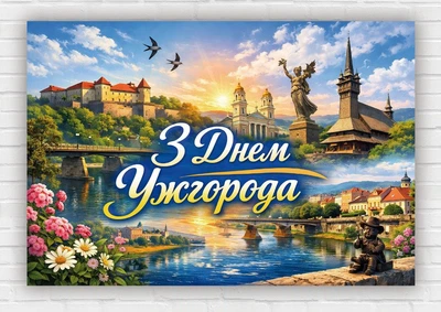 Бумажный плакат "С Днем города – Ужгород" 110х75 см