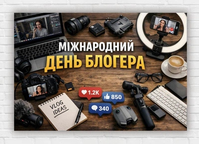 Бумажный плакат "День Блогера" 110х75 см