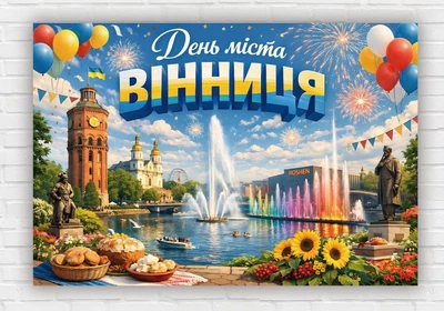 Бумажный плакат "С Днем города – Винница" 110х75 см