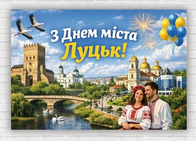 Бумажный плакат "С Днем города – Луцк" 110х75 см