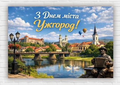Паперовий плакат "З Днем міста – Ужгород. Чарівна природа" 110х75 см