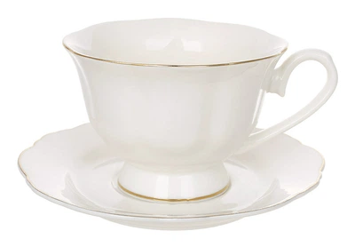 Элегантный чайный сервиз из костяного фарфора White Elegance Table, 12 предм., 230 мл