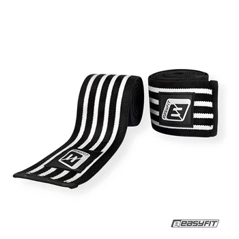 Бинт для приседаний EasyFit 2 метра 1шт черно-белый фиксатор коленного сустава (EF-0065-GY)