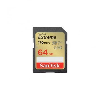 Карта памяти SanDisk 64GB SD class 10 UHS-I U3 V30 Extreme (SDSDXV2-064G-GNCIN) (21259)