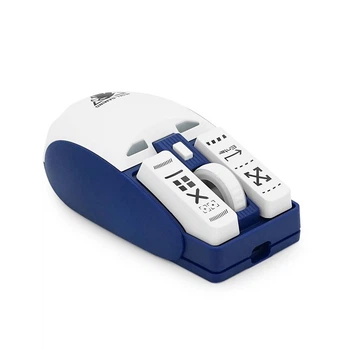 Миша бездротова JEDEL WD149, 1200/2400/3200DPI, 2.4 GHz+Bluetooth 5.0, 3.7V 500mAh, Type-C заряджання. 112x60x40 мм. White/Blue. Box (UG-45333)