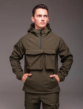 Мужская куртка - анорак Softshell демисезонная хаки M 2268