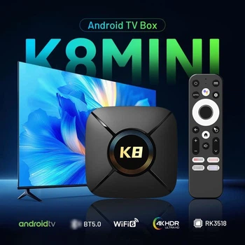Смарт ТВ приставка Smart TV HK1 RBOX K8 Mini 2/32GB Android 14 с голосовым управлением RK3518 4Core 64bit 2.4G/5G для телевизора