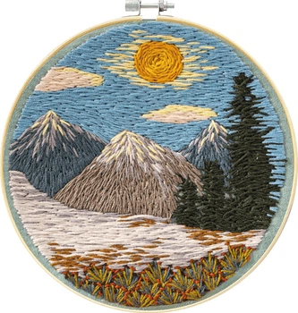 Набор для вышивки гладью Brushme Тишина высоких гор 20х20 см (EMBR005)