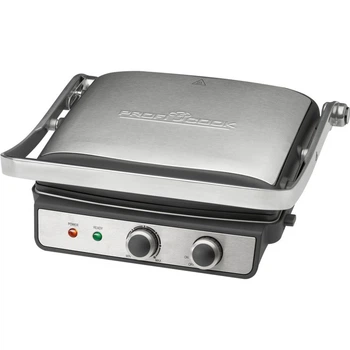 Электрический контактный гриль Profi Cook PC‑KG 1029, 2000Вт, регулируемый термостат, съемные панели, барбекю‑открытие 180°