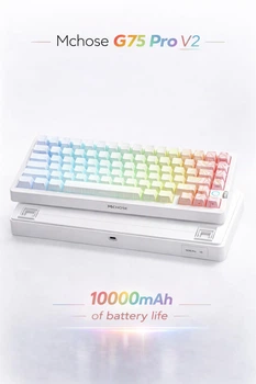 Беспроводная Клавіатура Mchose G75 Pro V2 White C RGB Подсветка