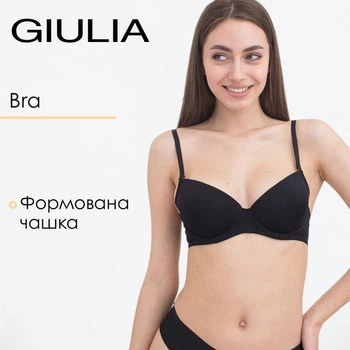 Класичний бюстгальтер з формованою чашкою Giulia L1501A0 80B Black, гладкий базовий бюстгальтер, комфортна жіноча білизна