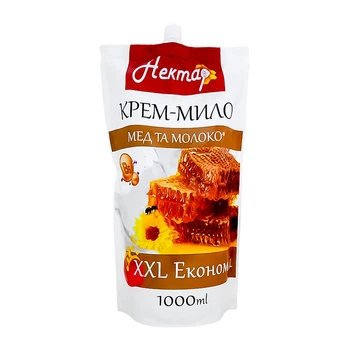 Крем-мило Нектар Мед і молоко дой-пак 1000 мл