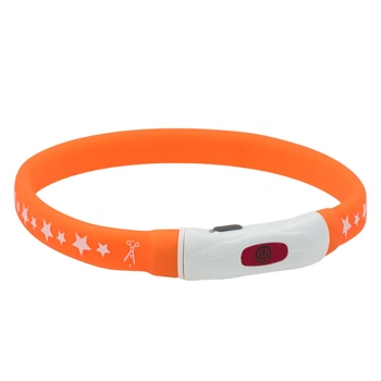 Ошейник AnimAll LED-S з підсвічуванням, підзарядкою USB, для собак малих порід, 40 см, помаранчевий (184644)