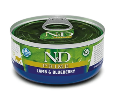 Вологий корм Farmina N&D Grain Free Prime Lamb Adult для котів беззерновий з ягням та чорницею 70 г