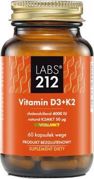 Дієтична добавка LABS212 Вітамін D3 4000 МО + K2 MK-7 K2VITAL 60 капсул (5903943955114)