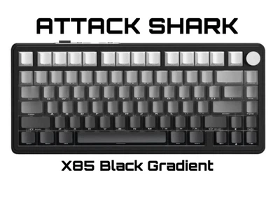 Клавиатура Attack Shark X85 Black Gradient Беcпроводная Игровая Механичиская. 2.4G/Bluetooth/Кабель. Батарея 5000mAh. 75% White Jade Switch