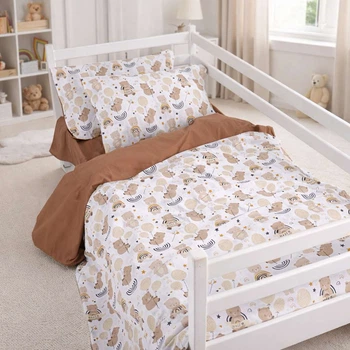 Простынь MirSon Полуторная 150х220 см 17-0918 Tiny Teddy Ranforce Elite (2200012569351)