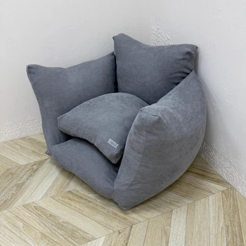 Бескаркасное кресло Velvet 90х60х70 см серое