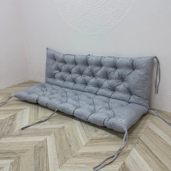 Подушка з каретною стяжкою на піддони Matting панама 100х50х50 см сіра