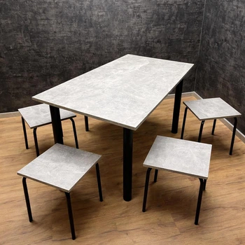 Стол кухонный 1200х680мм с металлическими ножками Light Concrete Atelier ножки с регулировкой