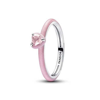 Посріблена Каблучка Пандора Pandora ME Рожеве серце чакри 193088C02 (16)