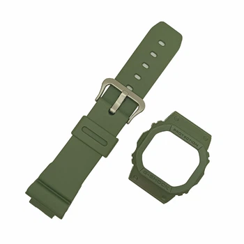 Оригинальный ремешок и накладка на корпус Casio g shock DW5600BB/LS/GWB5600/GW5000 зеленый матовый