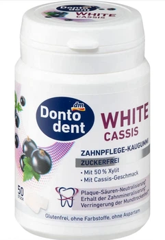 Жувальна гумка Dontodent White Cassis без цукру зі смаком смородини 50 шт