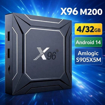 Медиаплеер X96 M200 4гб 32Гб Android 14 Смарт ТВ Приставка Amlogic S905X5M для телевидения, игр, фильмов и Youtube с голосовим пультом