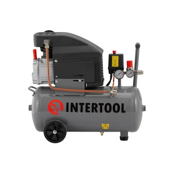Компрессор 24 л, 1.5 кВт, 220 В, 8 атм, 206 л/мин INTERTOOL PT-0010
