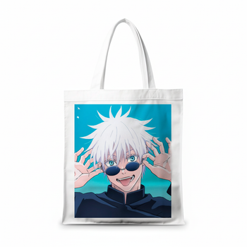 Сумка-шопер Магічна битва Jujutsu Kaisen Сатору Годжо 39x35 см біла з льону 17314