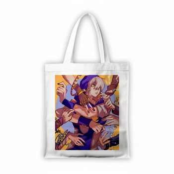 Сумка-шопер Невероятные приключения ДжоДжо JoJo s Bizarre Adventure Джодио Джостар 39x35 см белая из габардина 6659
