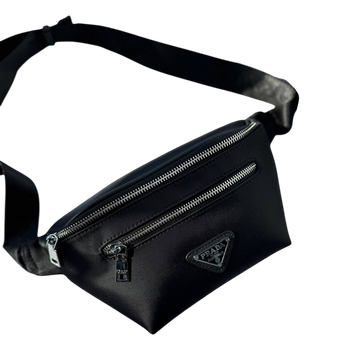 Сумка на пояс Prada бананка черная Прада (001)
