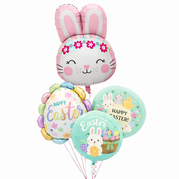 Фонтан З Кульок Рожевий Зайчик У Квітах Happy Easter Великдень