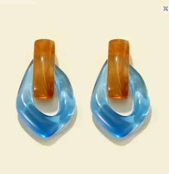 Женские сережки акриловые jewelry Голубые- кофейные