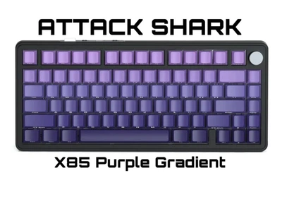 Клавиатура Attack Shark X85 Purple Gradient Беcпроводная Игровая Механичиская. 2.4G/Bluetooth/Кабель. Батарея 5000mAh. 75% White Jade Switch.