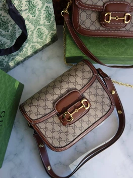 Сумка женская Gucci Horsebit 1955 коричневая Гуччи standard size (003)