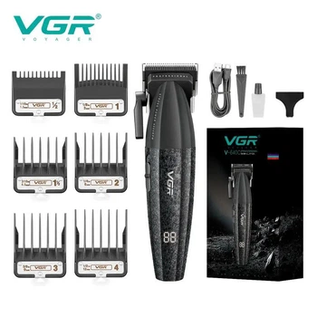 Професійна машинка для стриження волосся VGR V-640C акумуляторна, керамічні леза, 9000 об./хвилину, LED дисплей Black