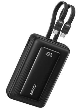 Павербанк Anker 20000 mAh 45W с 2 встроенными кабелями, быстрой зарядкой и LED дисплеем Power Bank для телефона, ноутбука и роутера