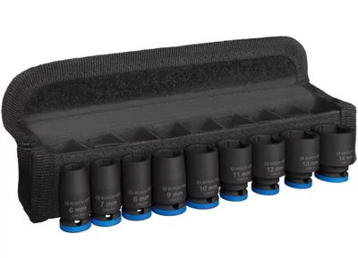 Набор ударных головок Bosch Pro Impact Socket Standard (1/4", 6-14 мм, 25 мм, 9 шт) накидная головка 6-гранная (26670)