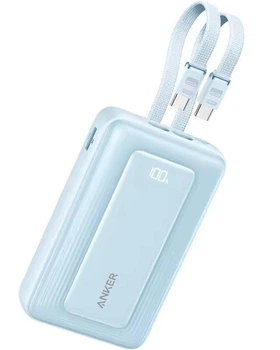 Портативний повербанк Anker 20000 mAh 45W з 2 вбудованими кабелями USB-C, швидка зарядка PD та LED дисплей, Power Bank для телефону, планшета, ноутбука