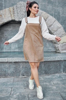 Жіночий сарафан plus size із замшевої діагоналі Seventeen 2XL Капучино (2000000154381)