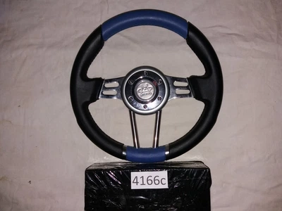 Спортивный руль 4166 3 спицы комбинированные синий для авто GR0079C