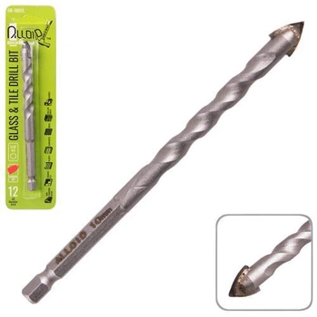 Свердло по склу та керамміці 12мм, хвостовик HEX 1/4" Alloid, L= 120mm v02375