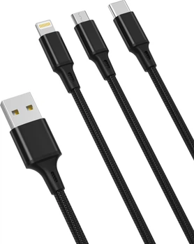 Кабель XO NB173 3 IN 1 USB cable 1.2 м Black (XO-NB173)