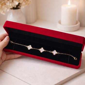 Браслет у стилі Van Cleef 3 квітки (Gold-Pink)