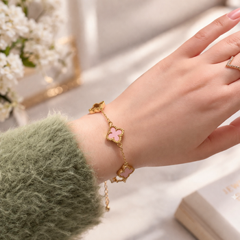 Браслет в стиле Van Cleef (Gold-Pink)