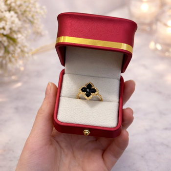 Кольцо в стиле Van Cleef, размер регулируется (Gold-Black)