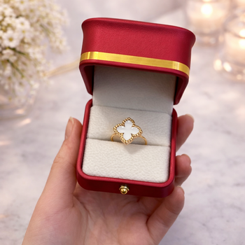 Кольцо в стиле Van Cleef, размер регулируется (Gold-White)