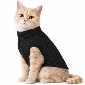 Свитер для котов (кошек) Косичка XL Черный